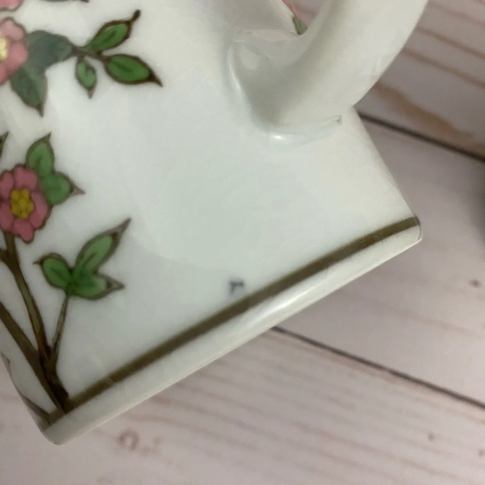 Pier 1 Imports Porcelain Tea Infuser Mug Birds & Blossoms Hand Painted NO LID